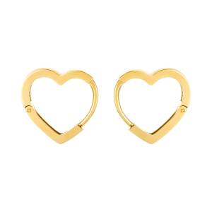 14k Yellow Gold High Polish Heart Huggie Earrings 