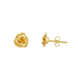 14k Yellow Gold Rose Earrings