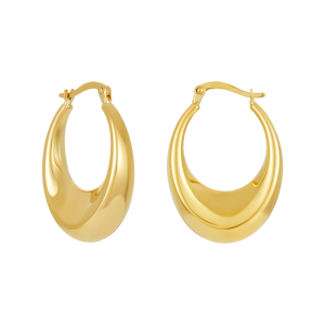 14K Yellow Gold Polished Graduated Puff Hoops