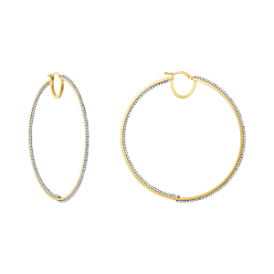 14K Yellow Gold Swarovski Elements Hoop Earrings