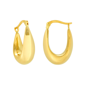 14K Yellow Gold 17mm Stamped Hoop Earrings