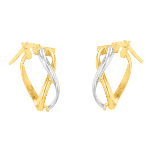 14K Two Tone Gold 17mm Infinity Swirl Hoop Earrings