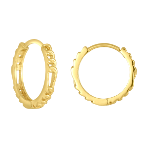 14K Yellow Gold Figaro Link Hoop Earrings