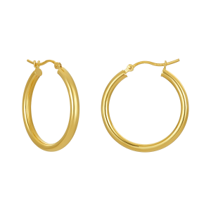 14K Yellow Gold 25mm High Polished Hoop Earrings