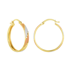 14k Gold Tri Colored Hoops 