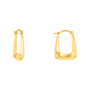 14K Yellow Gold Square Stamped Small Hoops