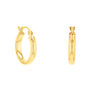 14K Yellow Gold 15mm Polished Tube Hoops