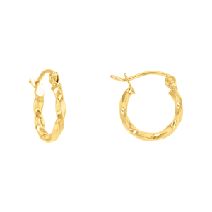 14K Yellow Gold 12mm Twist Tube Hoop Earrings