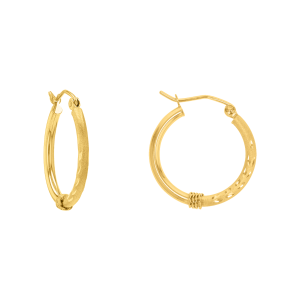 14K Yellow Gold 20mm Split Satin Finish Tube Hoop Earrings