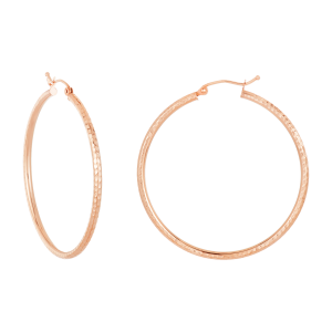 14K Rose Gold 40mm Diamond Cut Hoop Earrings