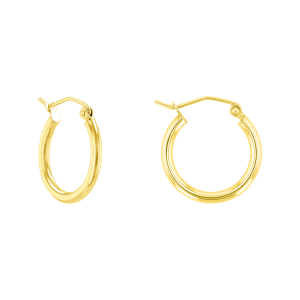 14K Yellow Gold 17mm Tube Hoop Earrings