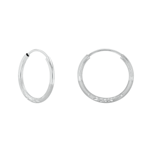 14K White Gold 16mm Satin Finish Endless Hoop Earrings