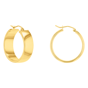 14K Yellow Gold Flat Hoop Earrings