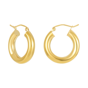 14K Yellow Gold 4X20mm Tube Hoop Earrings
