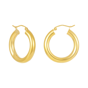 14K Yellow Gold 4X25mm Tube Hoop Earrings