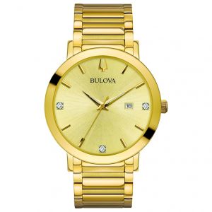Men's Bulova Gold-Tone Modern Diamond Watch - 97D115