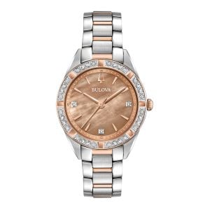 bulova sutton stainless steel collection women's watch front view