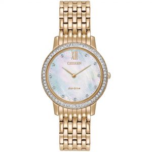Women's Citizen Rose Gold-Tone Silhouette Crystal Watch