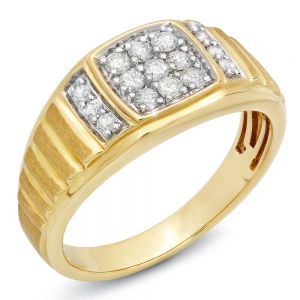 Mens 14k Gold Two-Tone .5 Ct. T.W. Cluster Ring