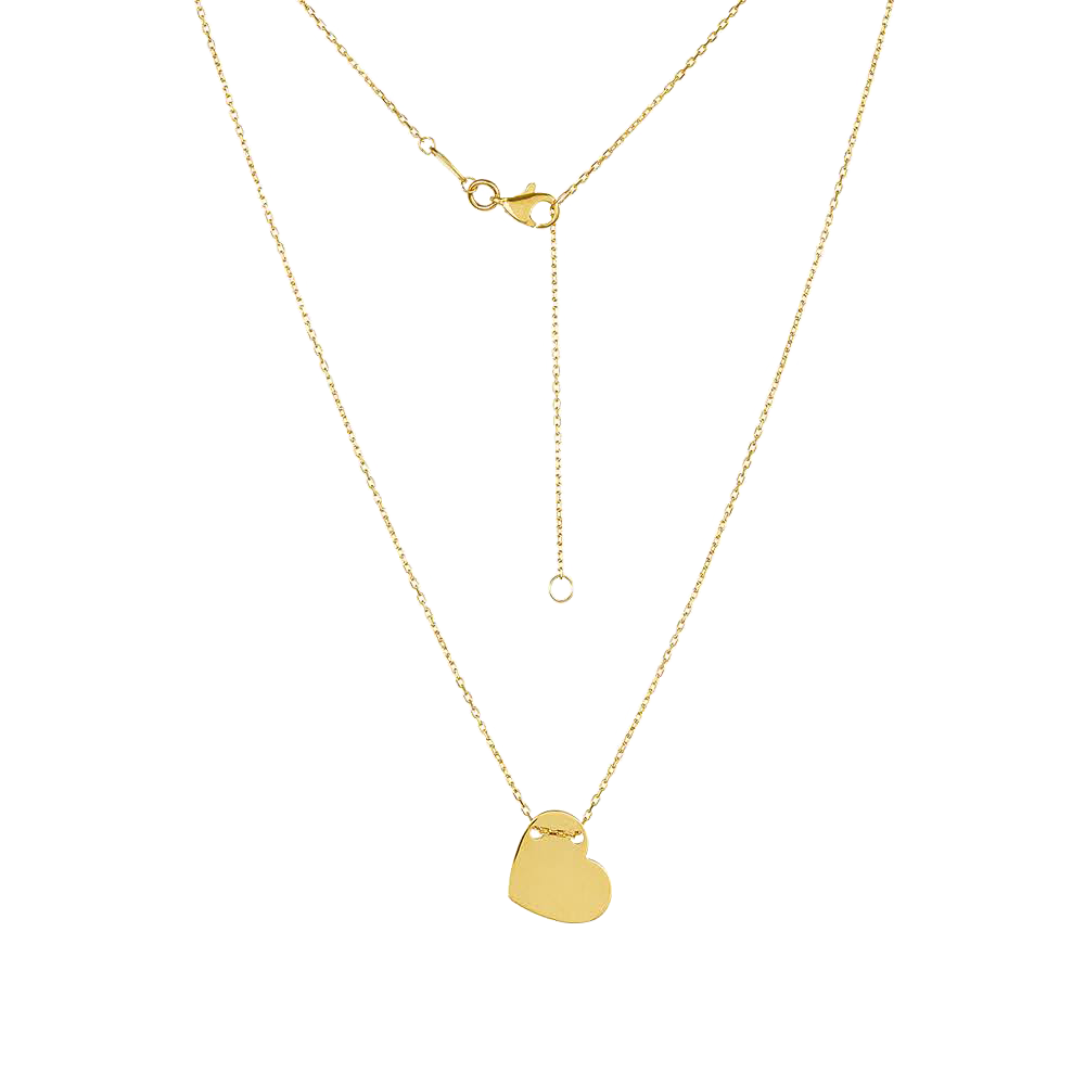 14K Yellow Gold Engravable Heart Necklace