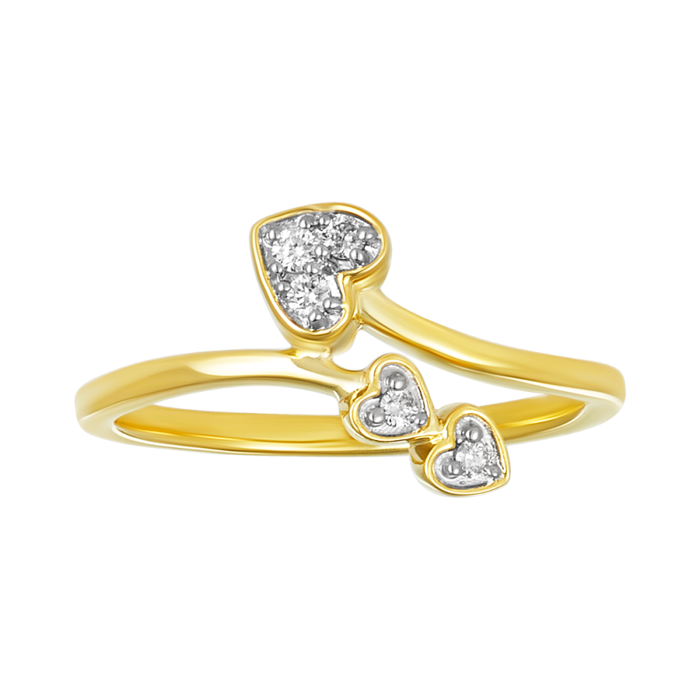 10K Two Tone Gold Three Hearts Bypass Promise Ring