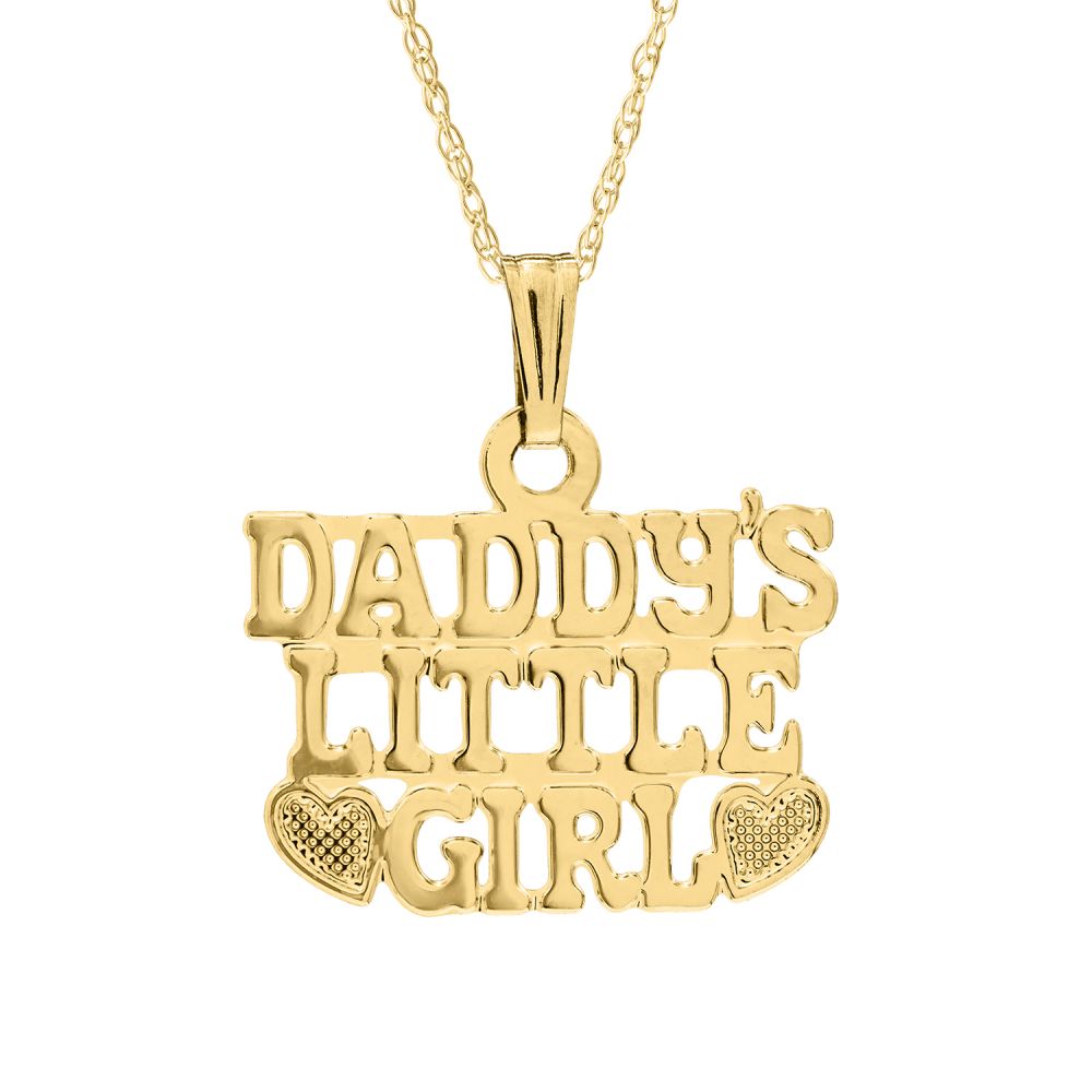 14k Yellow gold for boys or girls Daddys Girl Pendant 15 In Chain 5.5x27.5mm