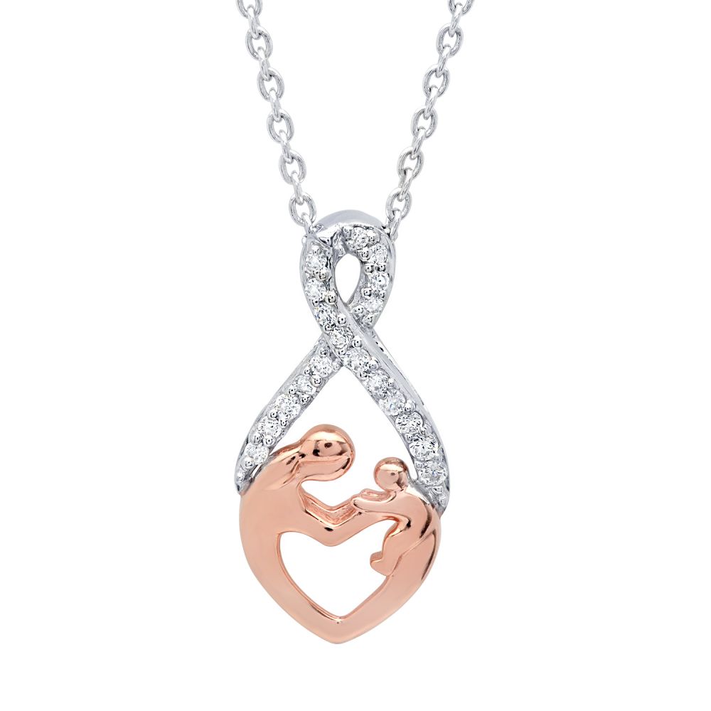 mother child necklace rose gold