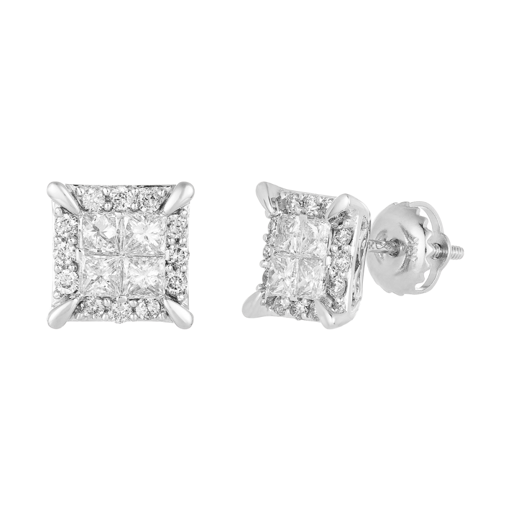 Baby/Kids Diamond Earrings Screw Back .20 TCW | 14K White Gold