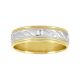 14k gold two-tone engraved design men's wedding band front view