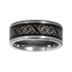 Tungsten Grey and Black Tribal Men's Wedding Ring