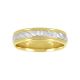 14k two tone gold women's engraved wedding band front view
