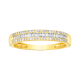 14k yellow gold baguette and round diamond wedding band front view