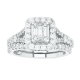 14k White Gold Emerald Shaped Wedding Set 