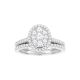 14k white gold oval shape halo wedding set front view