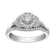 14k White Gold Round Cluster Diamond Wedding Set 