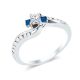 14k White Gold Princess Cut Sapphire and Diamond Twist Engagement Ring and Band