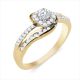 14k Two Tone 1/2 Ct. T.W. Princess Halo Swirl Engagement Ring and Band