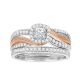 14k Two Tone Rose Gold Bypass Princess Cut 1/2 Ct. T.W. Engagement Ring and Band