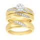 14k two tone gold flower cluster diamond womens wedding set