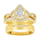 14k Yellow Gold Pear Shaped Diamond Wedding Trio 