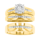 14k yellow gold round diamond wedding trio