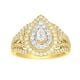 14k yellow gold pear shaped double halo diamond ring front view
