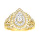 14k yellow gold pear shaped double halo diamond ring front view