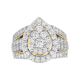 14k Yellow Gold Pear Cluster Diamond Ring 