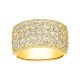 14K Yellow Gold Round and Baguette Pattern Wide Ring