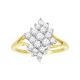 14k gold two-tone diamond cluster ring front view