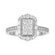 14K White Gold Emerald Shaped Diamond Ring