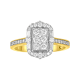 14K Two Tone Gold Emerald Shaped Diamond Ring