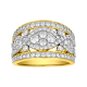 14K Two Tone Gold 1.5 Carat Fancy Pattern Wide Band Ring