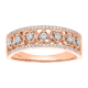 14k rose gold heart pattern diamond band front view